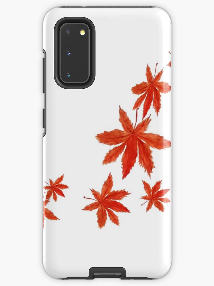 Falling Red Maple Leaves Watercolor Painting Case Skin For Samsung Galaxy By Colorandcolor Redbubble
