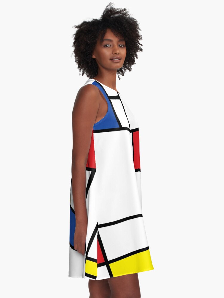 Alternate view of Mondrian Minimalist De Stijl Modern Art I.I © fatfatin A-Line Dress