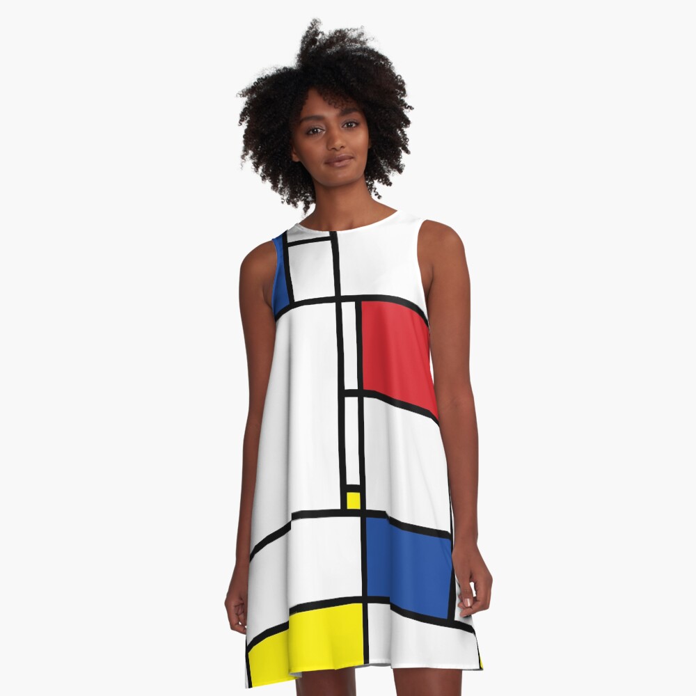Mondrian Minimalist De Stijl Modern Art I.I © fatfatin A-Line Dress