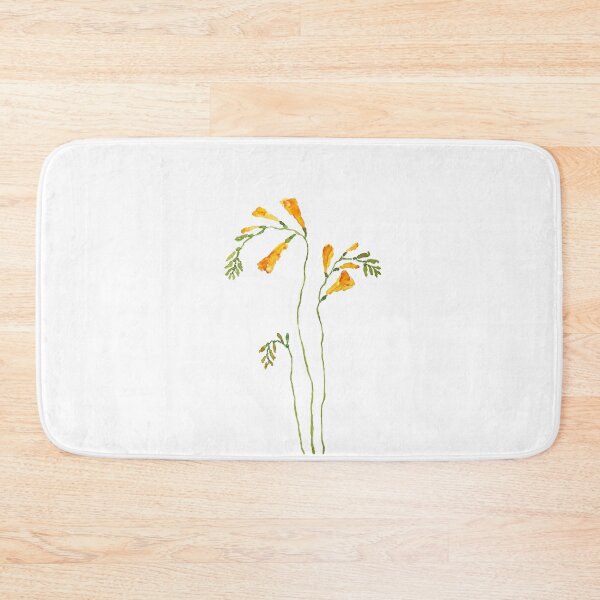 Item preview, hand painted yellow orange freesia flower watercolor designed and sold by ColorandColor.