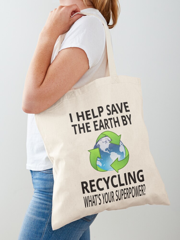 Earth Day Tote Bag, Keep Calm and Recycle Bag, Canvas Tote Bag