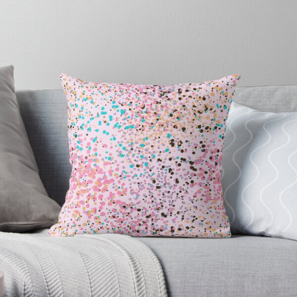 Watercolor splash and dots Throw Pillow