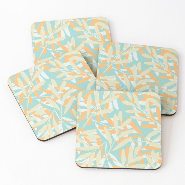 Item preview, Nature Floral Leaves Pattern, Aqua, Yellow designed and sold by meggydesigns.