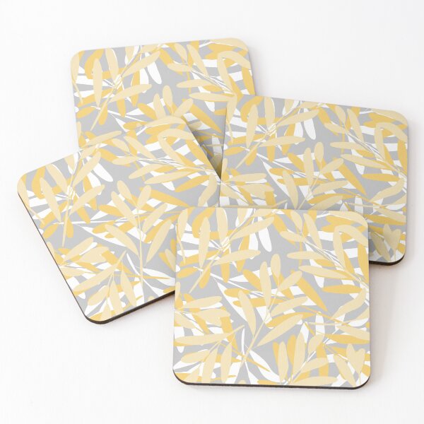 Item preview, Leaves Nature Floral Pattern, Gray, Yellow, White designed and sold by meggydesigns.