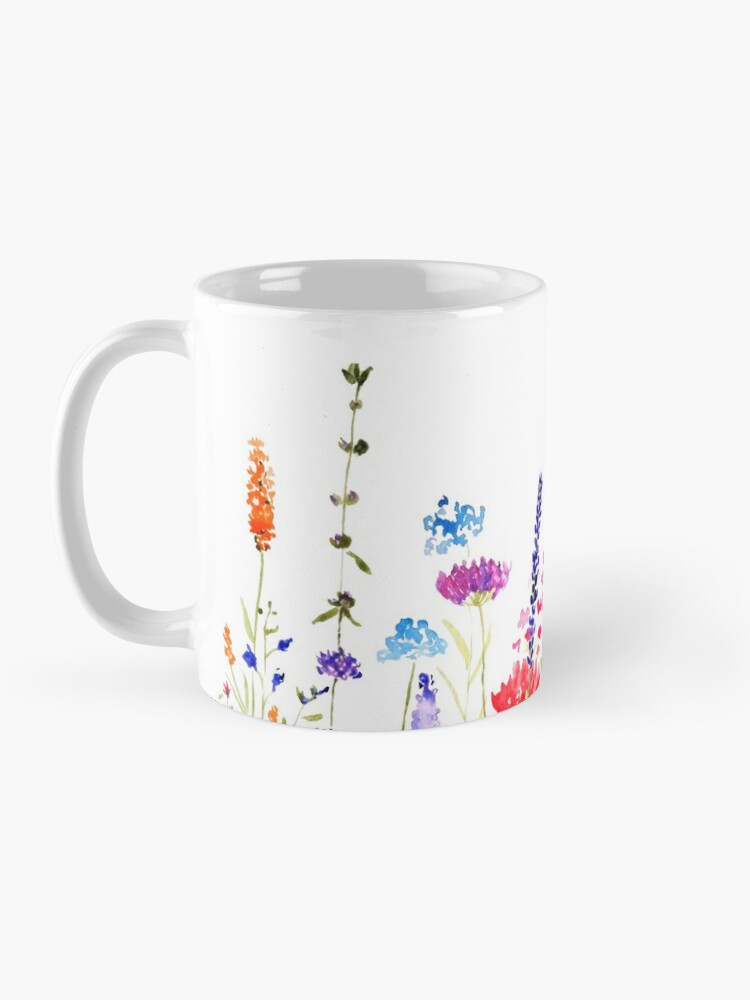 Wild Flower Coffee Mugs, Hand Painted Mugs With Wild Flowers, Set of 2 