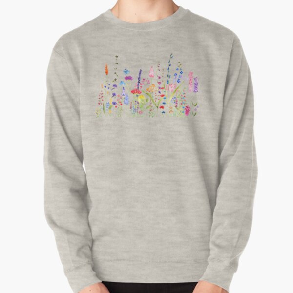 colorful wild flower field Pullover Sweatshirt