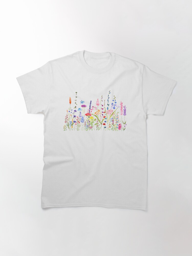 Thumbnail 3 of 7, Classic T-Shirt, hand painted colorful wild flower field designed and sold by ColorandColor.