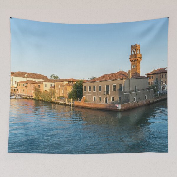 Item preview, Vibrant Murano Island - Clock Tower Torre dell Orologio and Waterside Homes from Canal Grande di Murano designed and sold by Georgia Mizuleva.