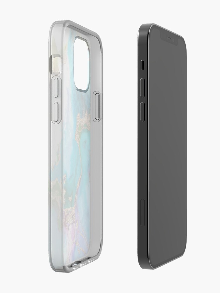 Alternate view of Shiny Blue and Gold Ink Marble iPhone Case & Cover