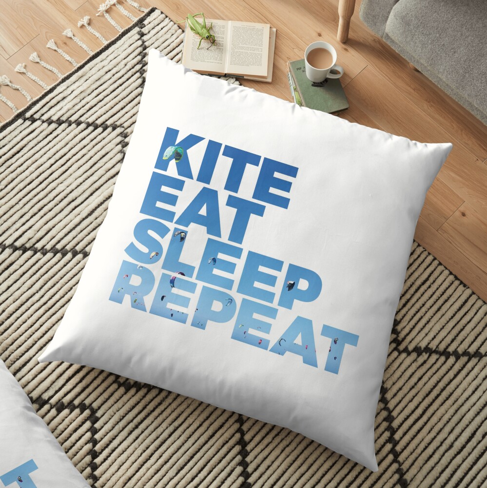 Kite, Eat, Sleep, Repeat Floor Pillow
