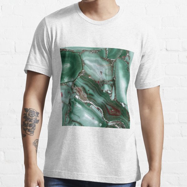 Trend Green  Faux Malachite Marble Essential T-Shirt