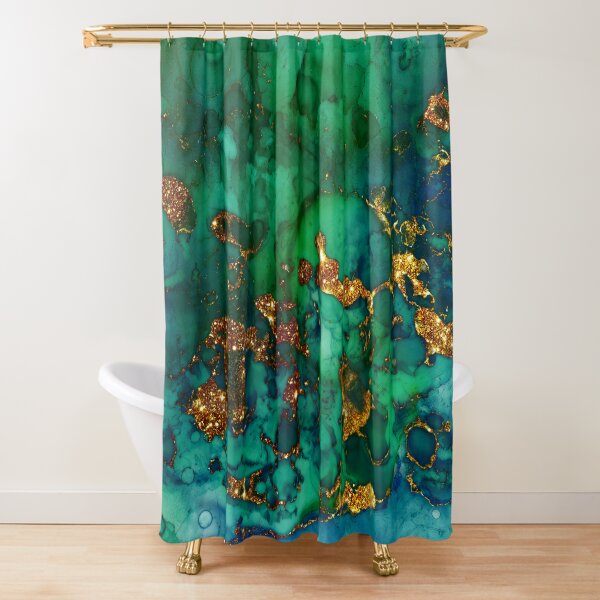 Amazing Blue and Green Malachite Marble Shower Curtain