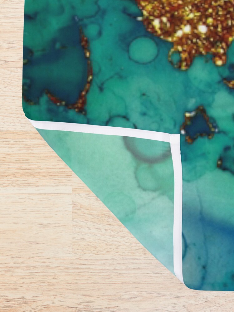 Alternate view of Amazing Blue and Green Malachite Marble Shower Curtain