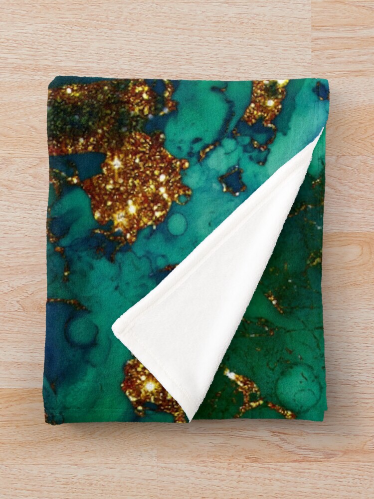 Alternate view of Amazing Blue and Green Malachite Marble Throw Blanket