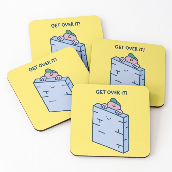 Item preview, Get Over It - Ironic Cute Climbing Illustration designed and sold by HotCuppaTees.