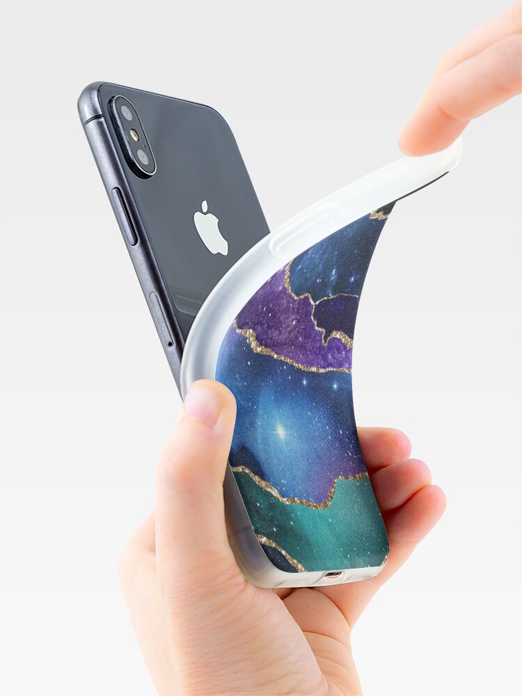Alternate view of Galaxy Glamour Glitter Marble iPhone Case & Cover