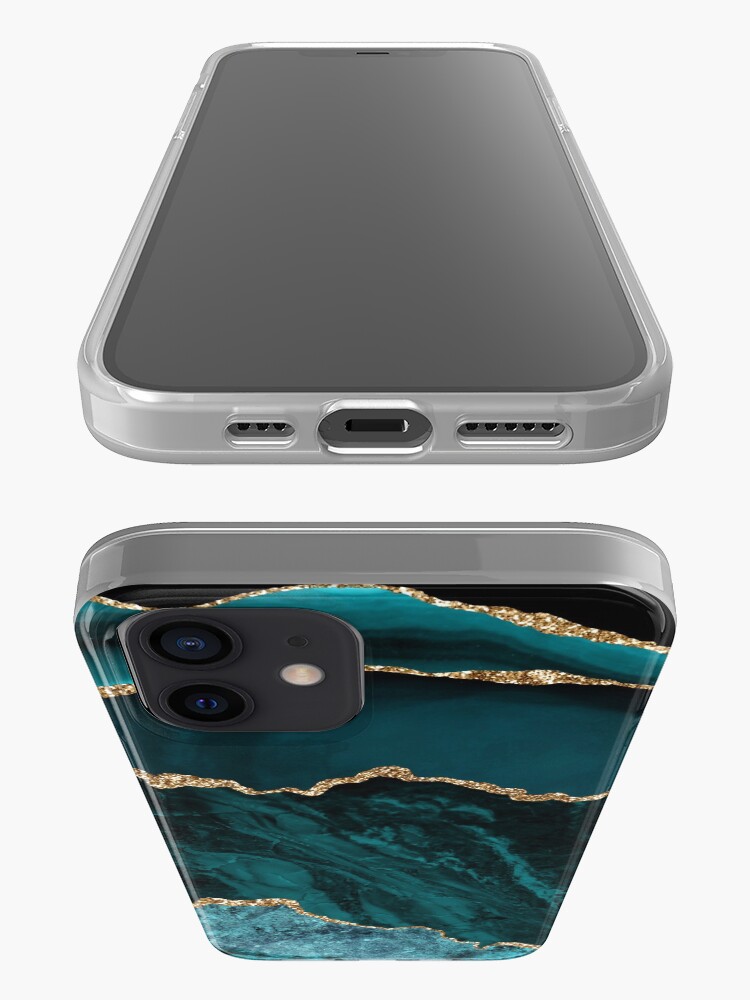 Alternate view of Amazing Blue and Teal Malachite Marble iPhone Case & Cover