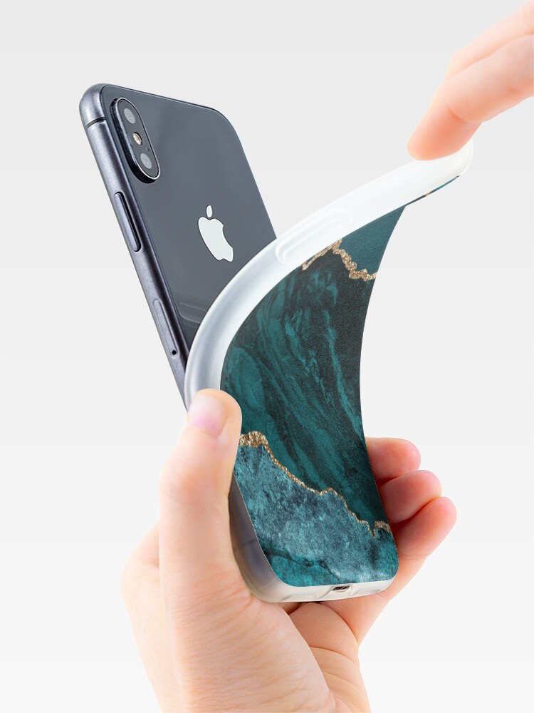 Alternate view of Amazing Blue and Teal Malachite Marble iPhone Case & Cover