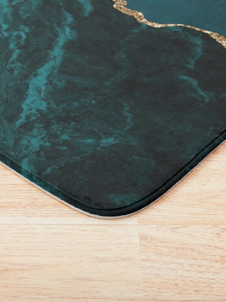 Alternate view of Amazing Blue and Teal Faux Malachite Marble Bath Mat
