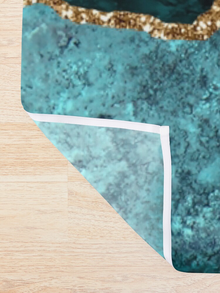 Alternate view of Amazing Blue and Teal Faux Malachite Marble Shower Curtain