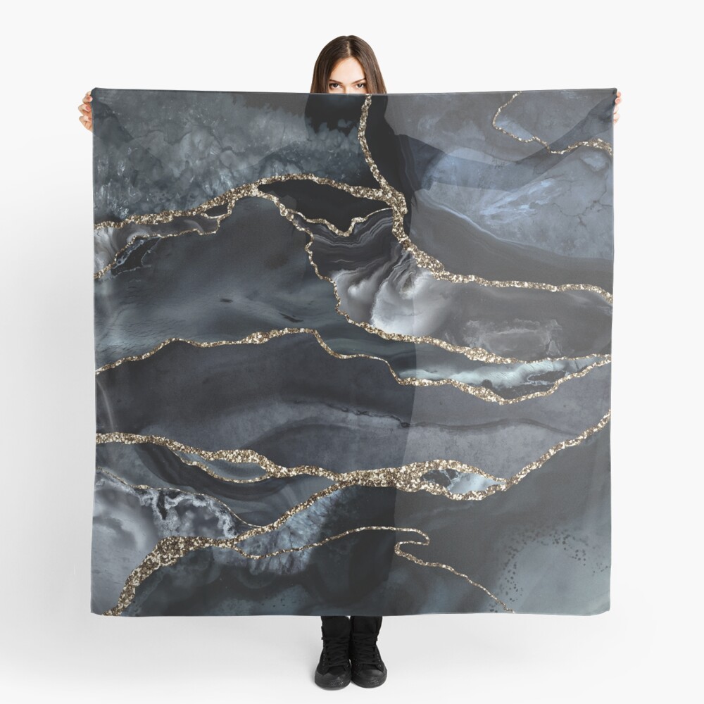 Night Masculine Marble Landscapes Scarf