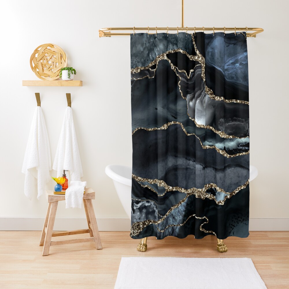 "Night Masculine Marble Landscapes" Shower Curtain by MysticMarble