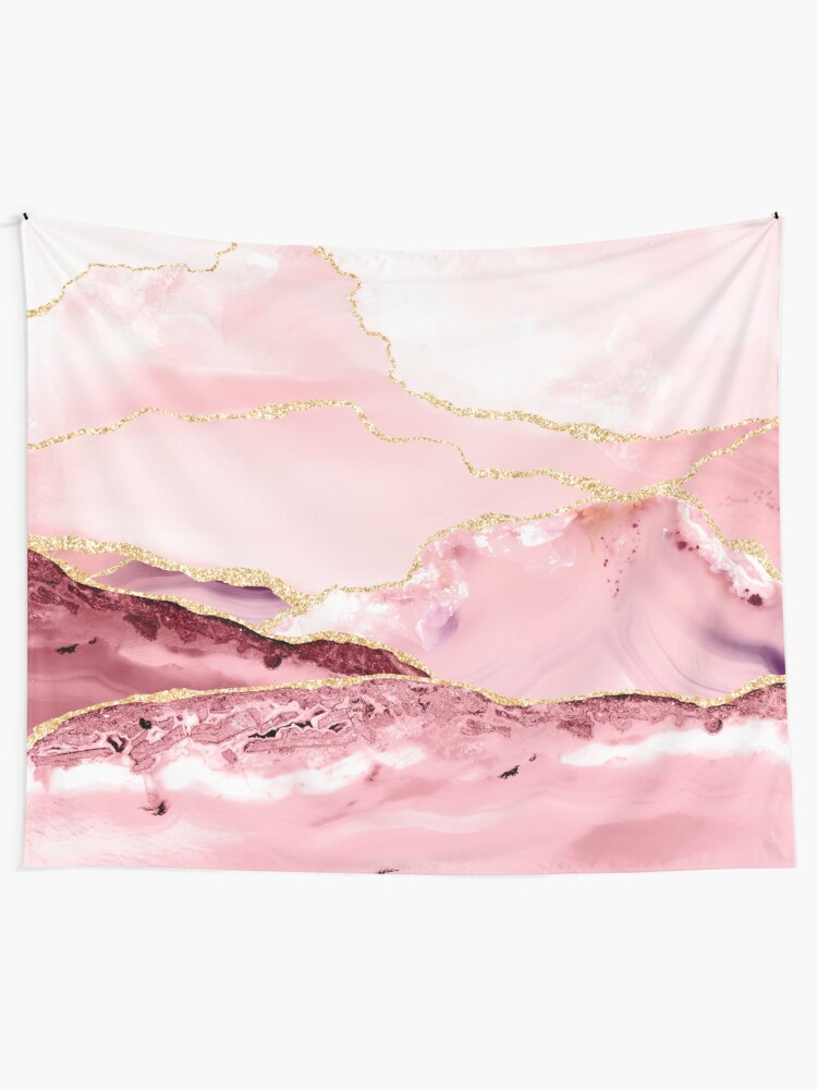 Alternate view of Beautiful Mermaid Marble With Gold Glitter veins Tapestry