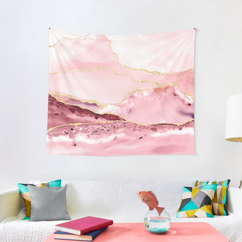 Beautiful Mermaid Marble With Gold Glitter veins Tapestry