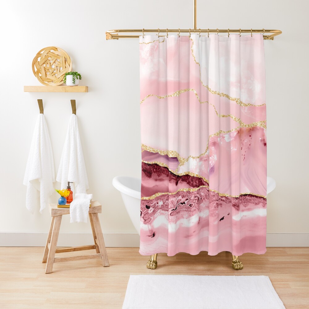 Beautiful Mermaid Marble With Gold Glitter veins Shower Curtain
