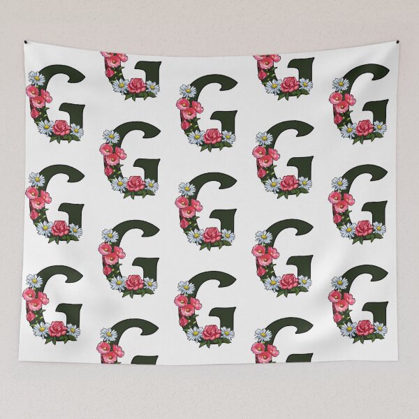 Item preview, Letter G, Initial, Monogram, Alphabet, Pink and White Flowers designed and sold by JoyfulWhimsy.