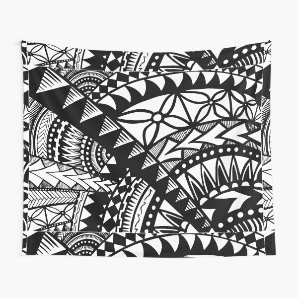  Uoopati Tapestry Wall Hanging Tribal Tattoo Samoan Band Maori  Art Polynesian Black And White Texture Ethnic Wall Art Tapestries Tapestry  for Bedroom Room Decor Picnic Mat Beach Bed Cover 60x80 