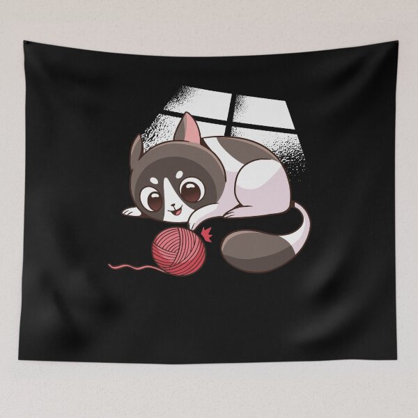 Item preview, Kawaii cat playing with ball of wool - cat kitten designed and sold by AaaleXX.