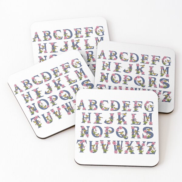 Item preview, Decorated Alphabet, Letters, Art, Pink Flowers, Bird, Nursery, Kids, Classroom designed and sold by JoyfulWhimsy.