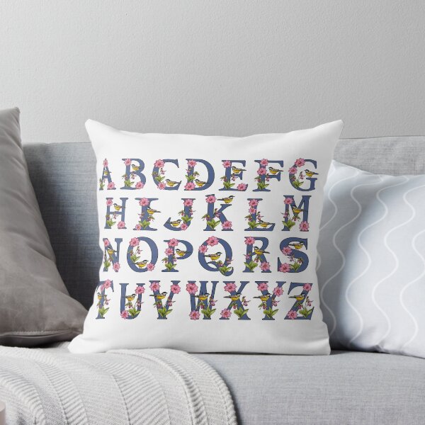 Item preview, Decorated Alphabet, Letters, Art, Pink Flowers, Bird, Nursery, Kids, Classroom designed and sold by JoyfulWhimsy.