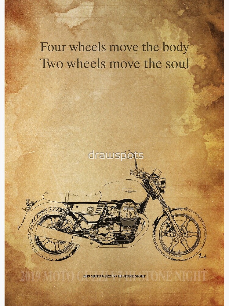 2019 Moto Guzzi V7 III Stone Night Motorcycle Quote Poster for Sale by  drawspots