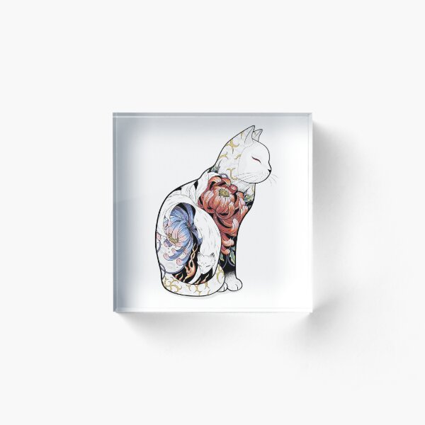 Kitsune Cat Tattoo Acrylic Block