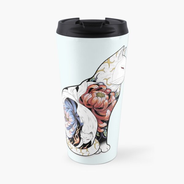 Kitsune Cat Tattoo Travel Mug