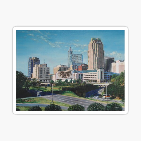 Raleigh NC skyline art print Sticker