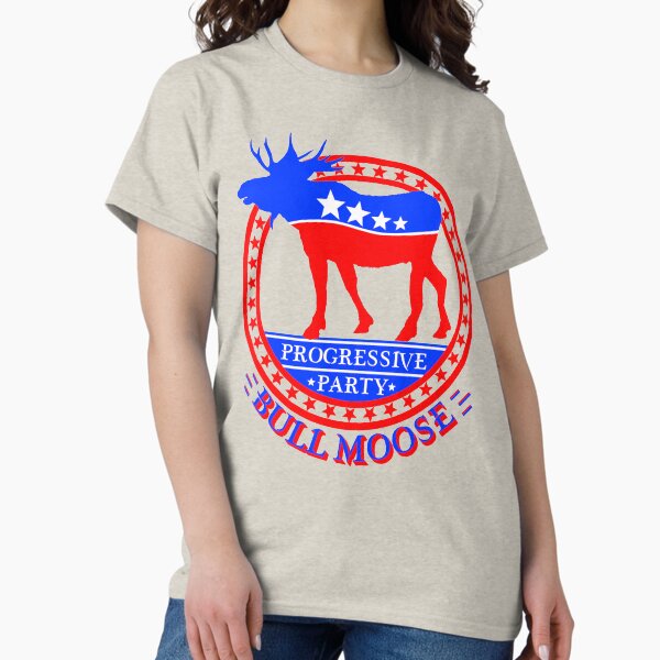 Vista previa del artículo con la obra «Fiesta progresiva de Teddy Roosevelt Bull Moose», diseñado y vendido por CharJens.