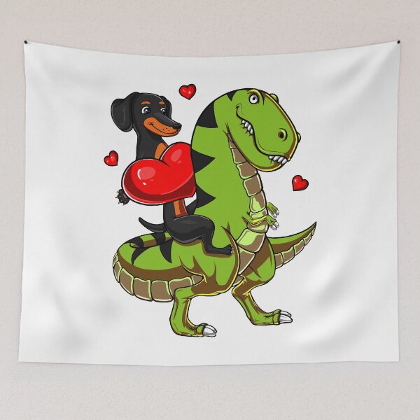 Item preview, Wiener Dog Riding T-Rex Dinosaur  designed and sold by underheaven.