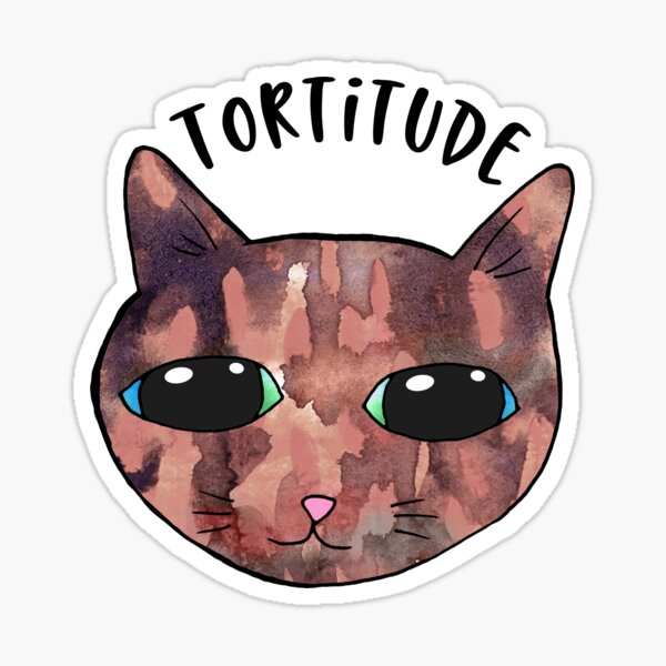 Cute Tortitude Cat Glossy Sticker