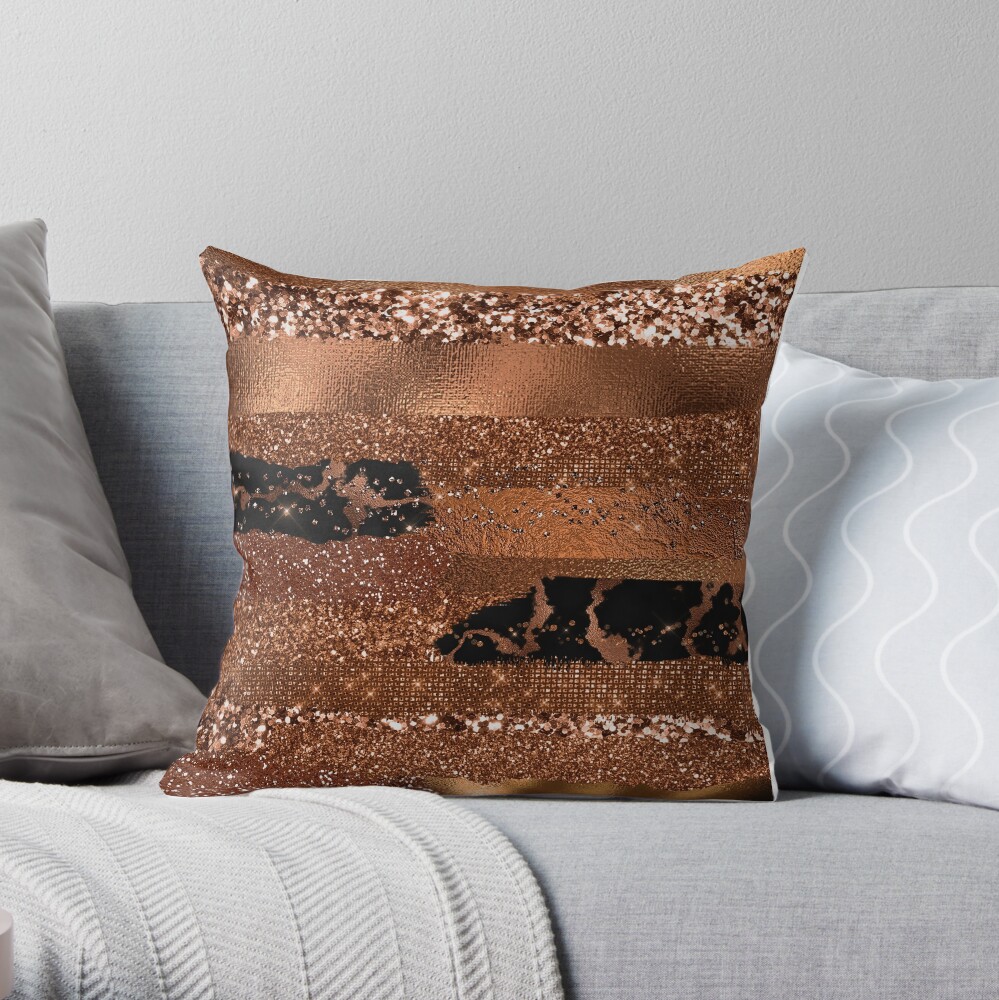 Dark Copper Glamour Throw Pillow