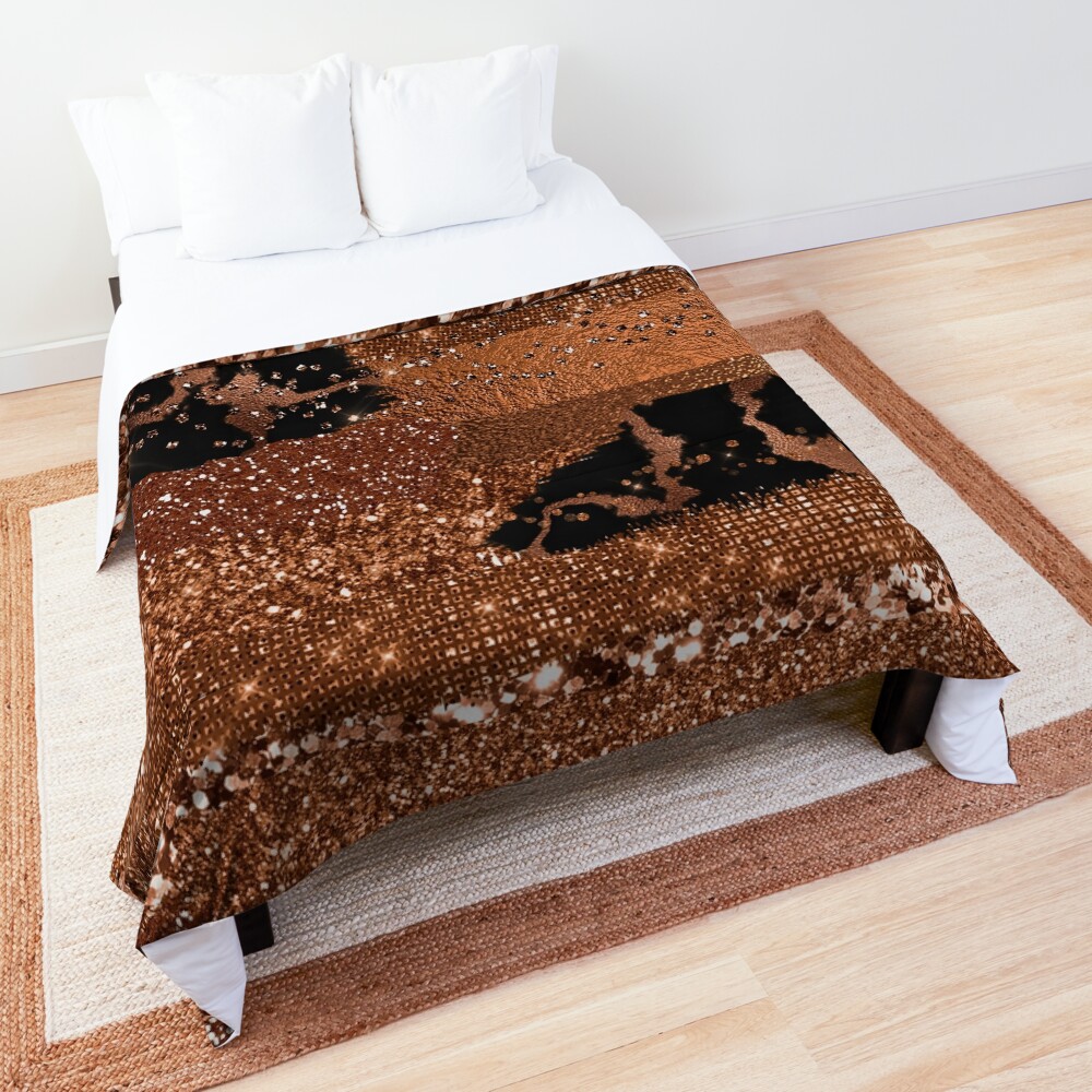 "Dark Copper Glamour " Comforter by MysticMarble Redbubble