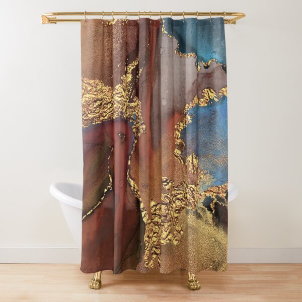 Stylish Girly Trend Autumn Ink Faux Marble Texture Shower Curtain