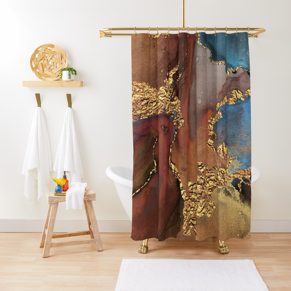 Stylish Girly Trend Autumn Ink Faux Marble Texture Shower Curtain