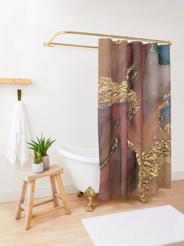 Alternate view of Stylish Girly Trend Autumn Ink Faux Marble Texture Shower Curtain