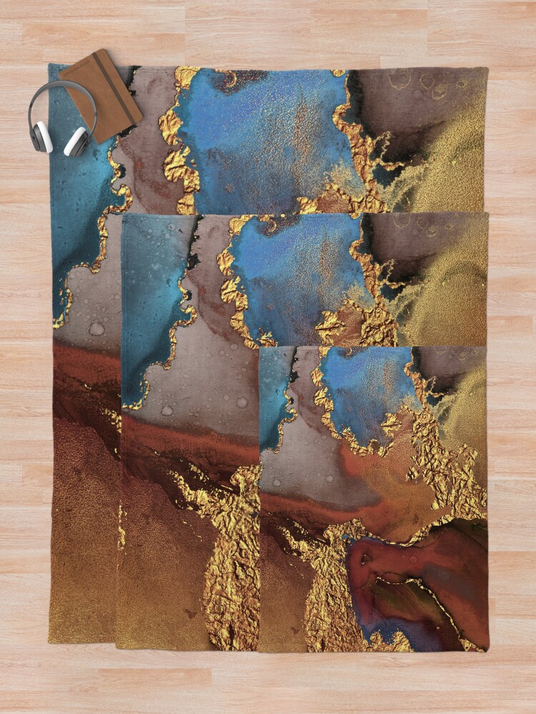 Alternate view of Stylish Girly Trend Autumn Ink Marble Texture Throw Blanket