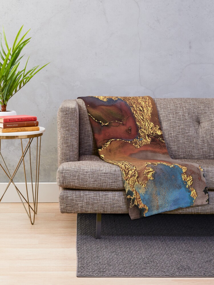Alternate view of Stylish Girly Trend Autumn Ink Marble Texture Throw Blanket