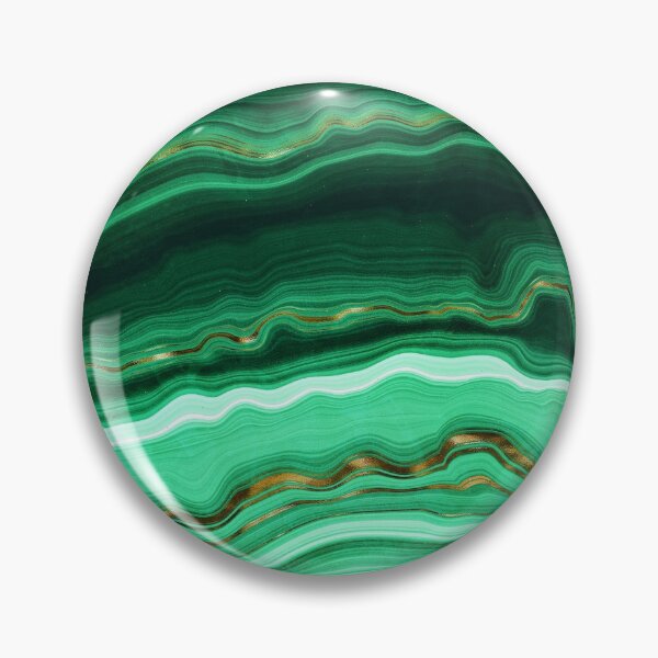 Green and Gold and Mint veined Malachite Gemstone Pin