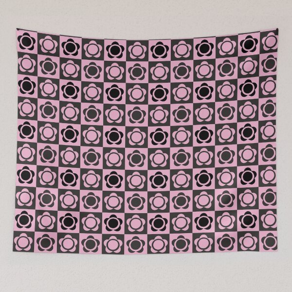 Item preview, RETRO FLOWER - PINK AND BLACK designed and sold by radicalion.